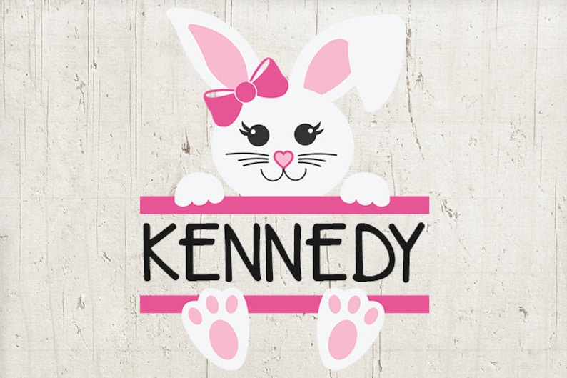 Girl Easter Bunny With Name SVG EPS JPG Png Dfx Cute Bunny | Etsy