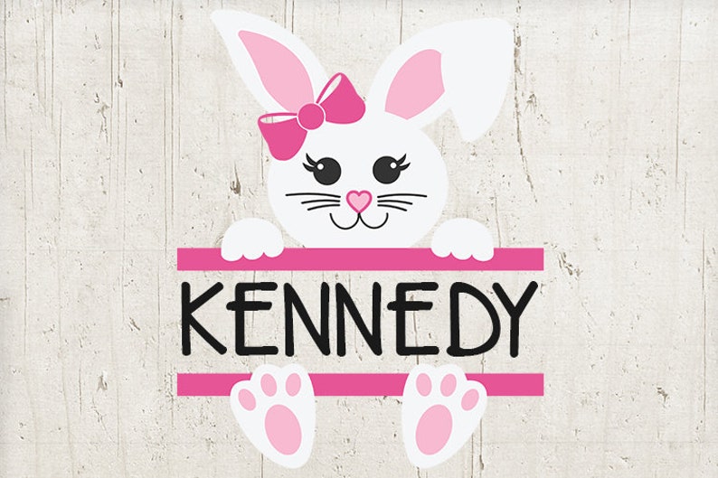 Girl Easter Bunny With Name SVG EPS JPG Png Dfx Cute Bunny | Etsy