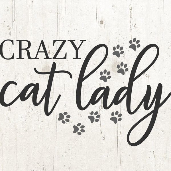 Crazy Cat lady svg ontwerp met kat svg, kat minnaar svg, svg ontwerp, svg bestand cricuit silhouette cameo clipart commercieel gebruik svg