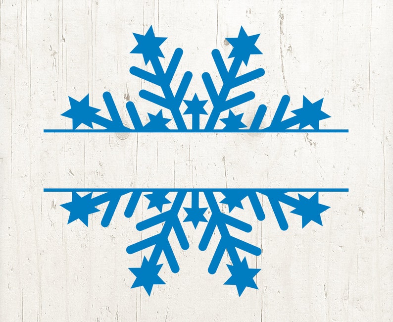 Snowflake SVG Monogram Frames Snowflake Split Svg Christmas Etsy