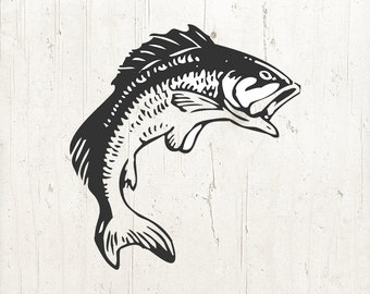 Bass Fishing SVG PNG Clipart: Fisherman Cut File (Digital Download)