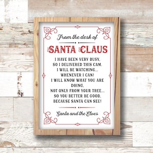 5x7 Santa Cam Carta - Nota imprimible para Santa Cam Ornament - Santa Cam SVG JPG PDF - Santa Cam Special Delivery Note Santa