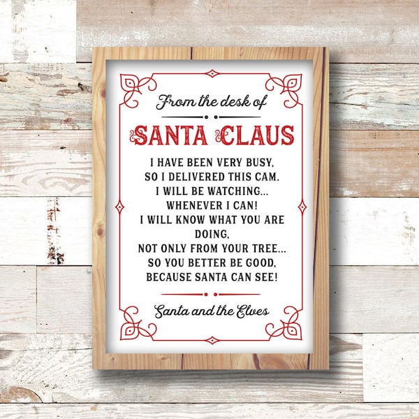 5x7 Santa Cam Letter - Printable Note for Santa Cam Ornament - Santa Cam SVG JPG PDF - Santa Cam Special Delivery Note Santa