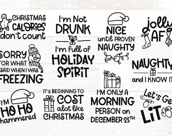 Funny Christmas SVG Bundle: Holiday Shirt Cut Files (Commercial Use)