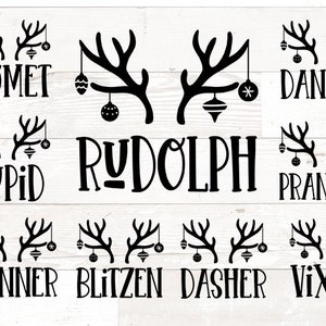 Reindeer Names svg, Reindeer Antlers svg, Reindeer svg, Rudolph svg, Reindeer ornaments svg, reindeer bundle svg