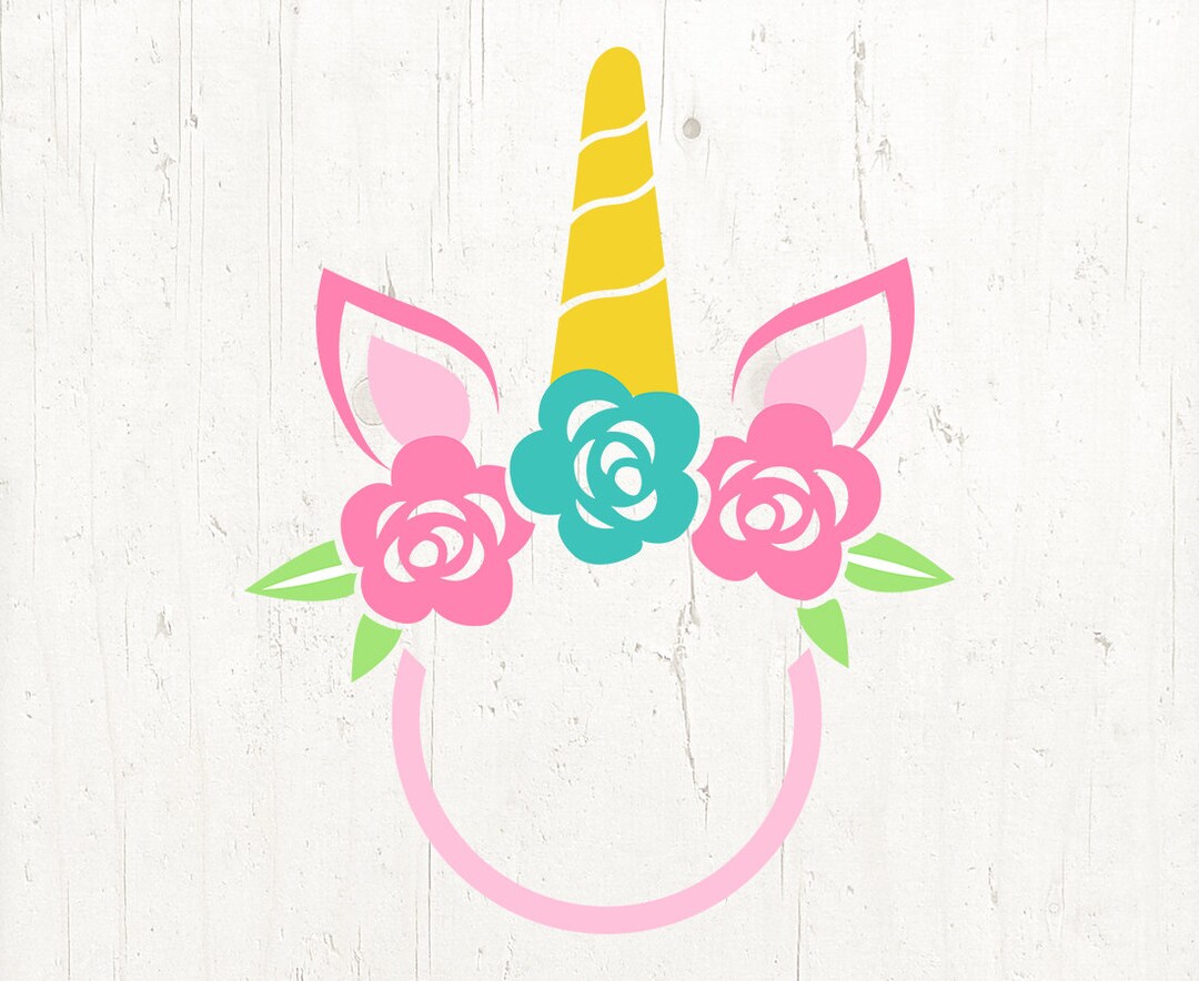 Unicorn Monogram SVG With Flowers Unicorn Head SVG Unicorn Face SVG