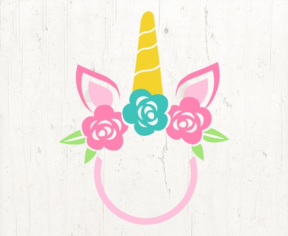 Download Unicorn Monogram SVG with Flowers Unicorn Head SVG Unicorn ...