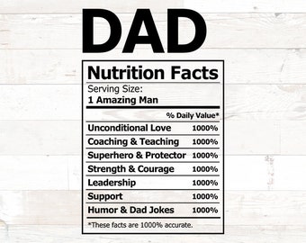 Información nutricional para papá svg, información nutricional svg, camiseta del Día del Padre svg, camiseta de regalo del Día del Padre, regalo para papá