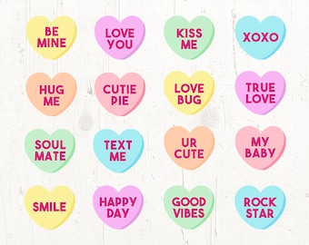 Conversation Candy Hearts SVG Clipart: Valentine's Day Heart PNG