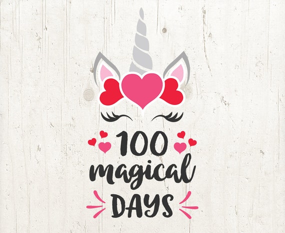 100 Magical Days Unicorn SVG: Design per maglietta scolastica per