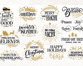 Christmas SVG Bundle: Holiday Quotes, Sayings (Digital Files)
