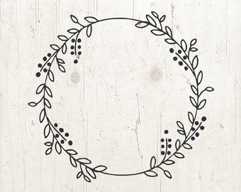 Krans SVG-fil, Blomkrans svg, offset cirkelkrans, clipart, Monogramkrans, Kransklippsfil, Blomkrans svg, vektor, ram