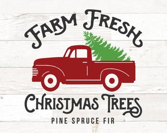 truck tree svg, Christmas SVG, christmas svg files for Cricut designs sayings, truck svg, tree svg, farm fresh svg, tree farm svg