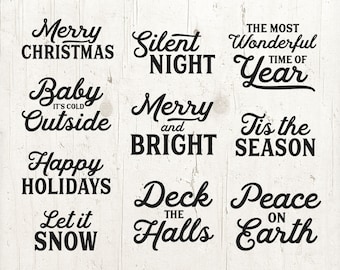Christmas Words Quotes SVG PNG Bundle (Digital Download)