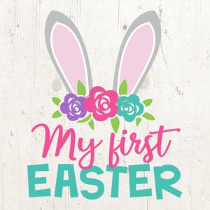 Minha primeira Páscoa SVG Bunny Silhouette Girl Kids Baby Easter Bunny Ears Clipart Vinyl Cut File svg