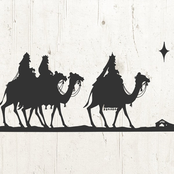 Christmas Nativity SVG Silhouette, Three 3 Wise Men Vector svg Clipart, Christmas svg, Wise men Camel Nativity SVG Files For Cricut