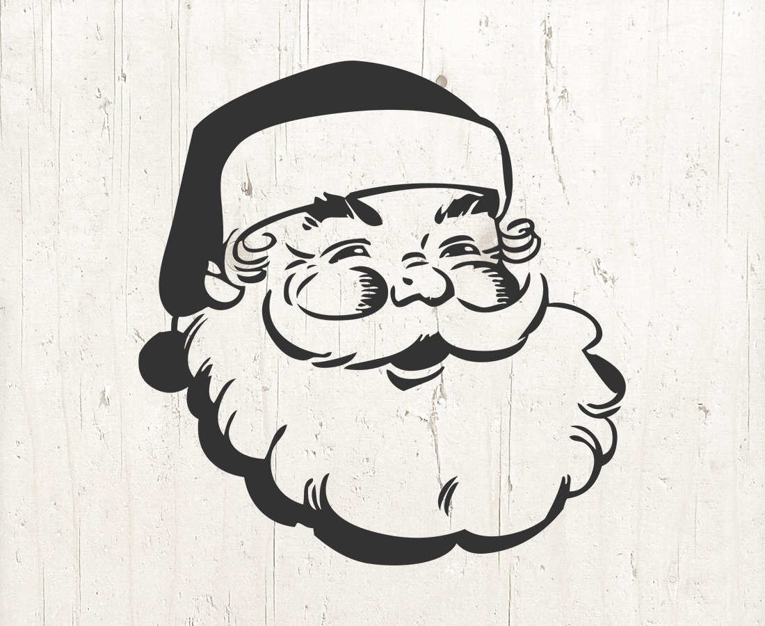 Download Santa Head SVG Vintage Christmas SVG Santa Face SVG | Etsy