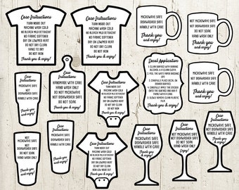 Care Instructions SVG Bundle: Shirt, Tumbler, & Decal Care (Digital Files)