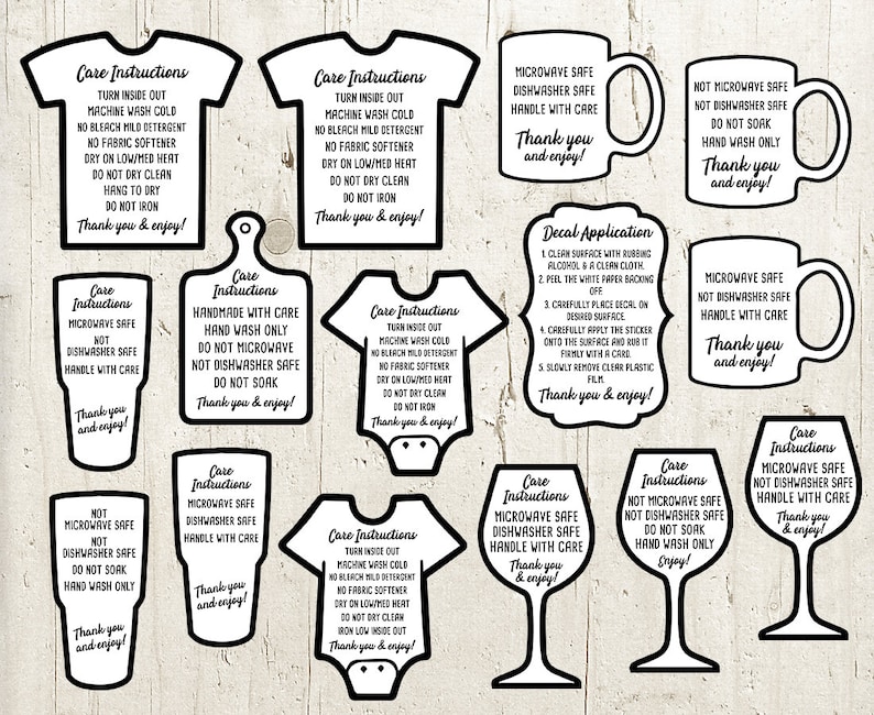 Download Care Instructions SVG Bundle Care Cards SVG Shirt Care SVG | Etsy