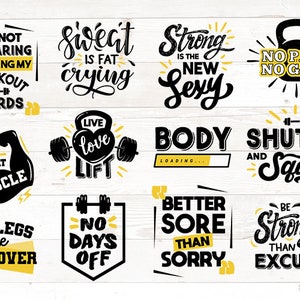 Workout Bundle, Gym Quotes, Fitness Sublimation Bundle PNG, Fitness png, Gym png, Exercise png, Fitness Quotes png, Workout quote png
