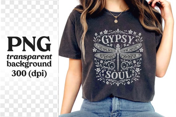 Gypsy Soul png, Vintage Shirt Design, Retro png, Hippy, Png for Shirt, Digital File Download