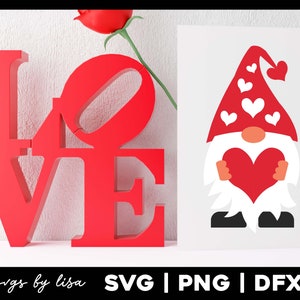 Gnome SVG file | Layered Valentine&#39;s Day Gnome with Hearts svg
