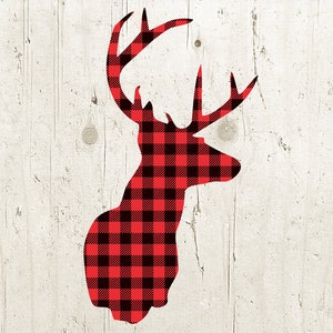 Buffalo Plaid Reindeer svg, ciervo svg, reno svg, svg plaid, diseño de camisa de Navidad svg Hierro en calcomanía Vinyl Cut svg Silhouette Cricut