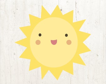 Smiling Sun SVG: Happy Face Clipart, Weather Summer Cut File (Digital Download)