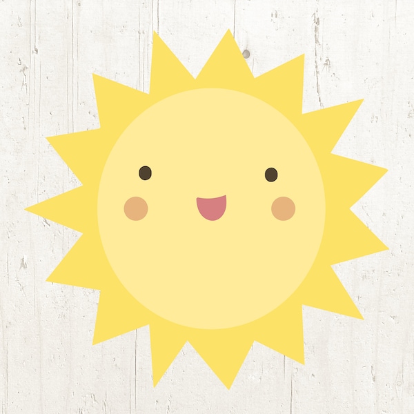 Smiling Sun SVG, Happy Sun with Face svg, sun clipart, kawaii svg, Weather svg, Summer sun svg Clipart for cricut silhouette cameo