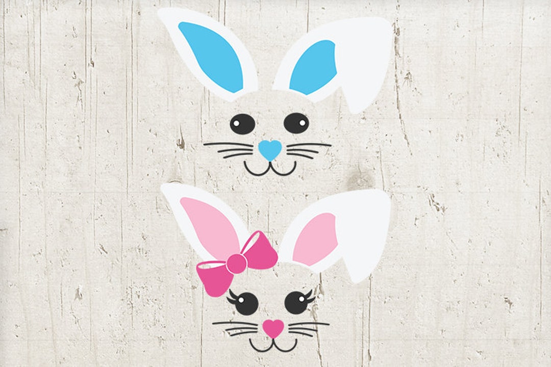 Easter Bunny Face SVG Bundle: Boy and Girl Bunny Ears Png Kids Name ...