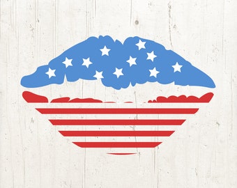 Flag Lips Svg, American Flag Lip SVG, Fourth of July SVG, 4th of July Svg, Patriotic Lips Svg, Svg Files, Cricut Files
