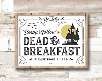 Halloween Sign svg, Halloween SVG Cut File | Sleepy Hollow svg | Sleepy Hollow Dead & Breakfast svg | Halloween sublimation design png file