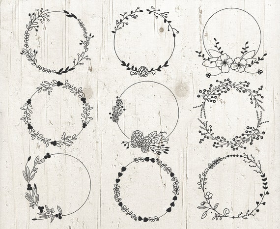 Laurel & Floral Wreath SVG Bundle: 9 Designs (Digital Download)
