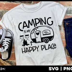 Camping Is My Happy Place SVG: Commercial Use, PNG, JPG (Digital Download)