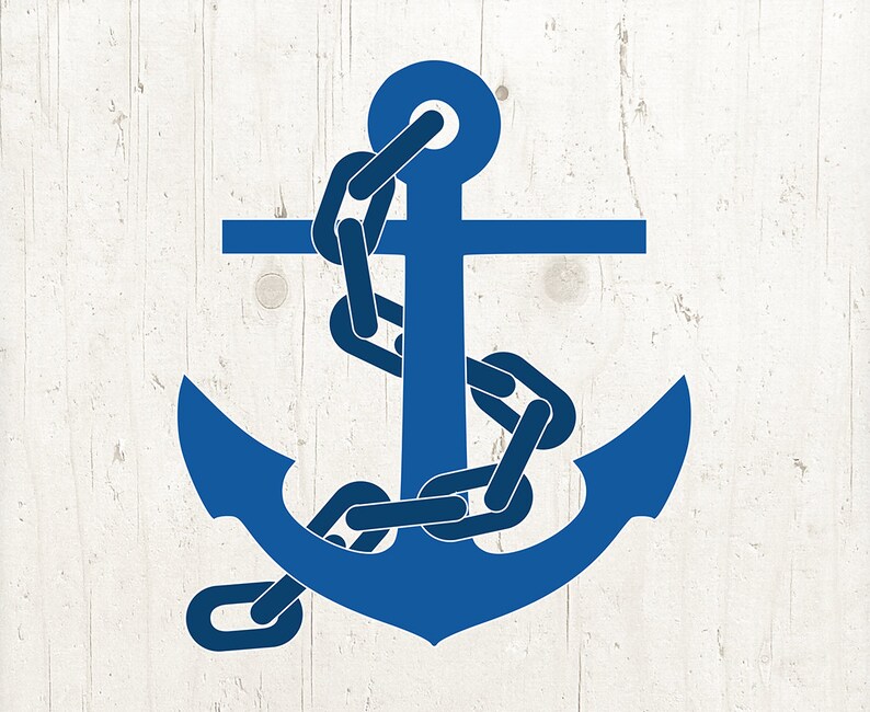 Blue Anchor Svg Nautical Svg Anchor Clipart Anchor Chains Etsy