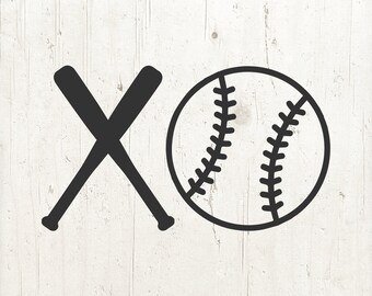 XOXO Baseball Bat and Ball SVG Cut File Clipart (Digital Download)