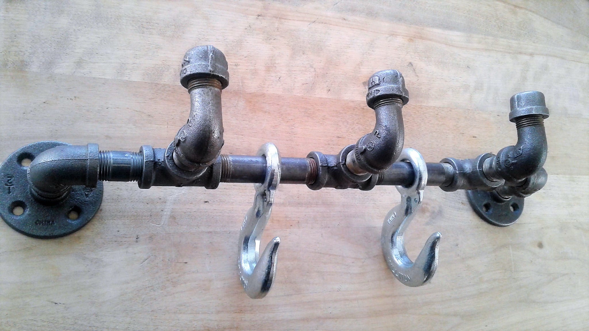 Steampunk Industrial 3 Pipe Coat Rack w/ Hooks - Etsy Nederland