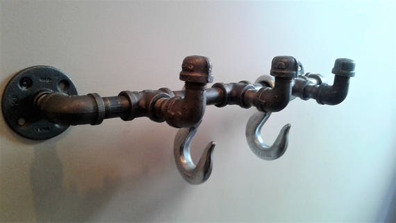 Steampunk Industrial 3 Pipe Coat Rack W/ Hooks | Etsy