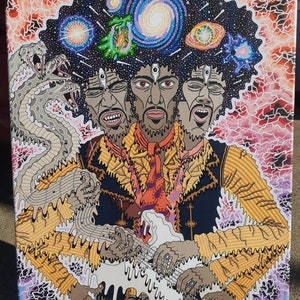 Jimi Hendrix Portrait - Psychedelic Artwork - Visionary Art - Original Painting - Trippy Prints - Guitar God Poster - Electric Blues Media