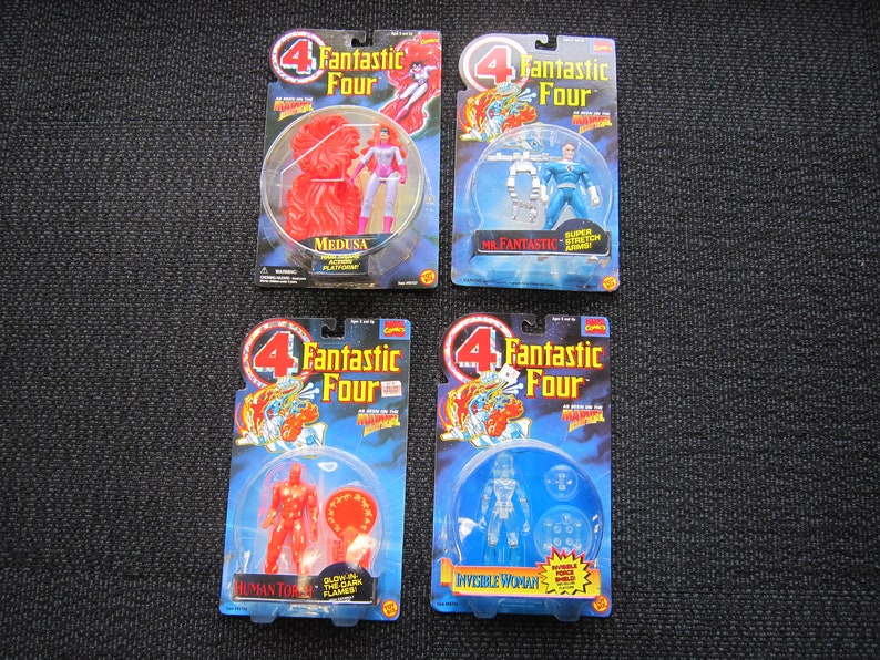 Fantastic Four Human Torch Mr Fantastic and Invisible Woman Toy Biz MOC