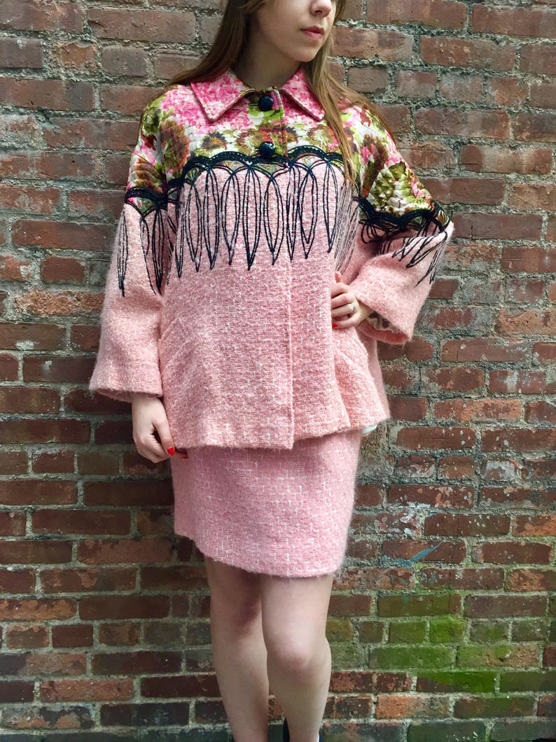 Koos van den Akker couture suit/vintage pink wool suit/Vintage Koos/Small/Med. image 2