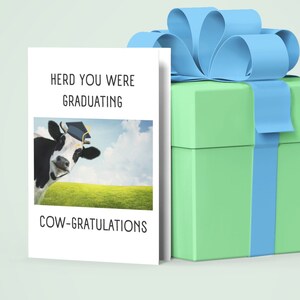 Carte de remise des diplômes vache, félicitations, cadeau pour diplômé, remise des diplômes heureux, 5 x 7