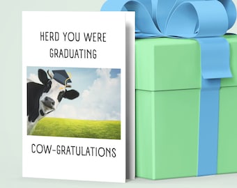 Kuh-Abschluss-Karte, Glückwünsche, Geschenk für bestanden, glücklicher Abschluss, 5x7