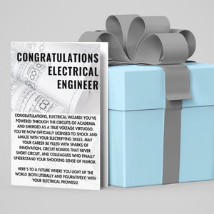 Tarjeta de graduación de ingeniero eléctrico, regalo de felicitaciones, 5x7