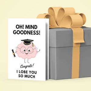 Brain Graduation Card, Med School Graduate, Psychology graduate, University grad, neuroscience grad, Biology Major, 5x7