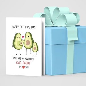 Avocado-Vatertagskarte für Avocado-Daddy, Geschenk für Papa, Familie von 4, 5x7