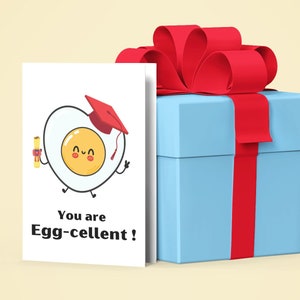 Tarjeta de graduación, juego de palabras con huevos, eres excelente, felicitaciones divertidas y tiernas, tarjeta de felicitaciones de graduado, 5x7