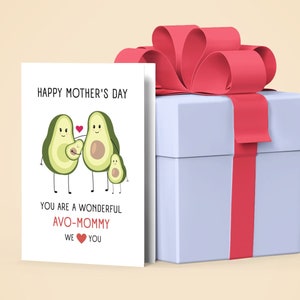 Avocado Muttertagskarte für Avo-Mama, 4-köpfige Familie, Geschenk für Mama, Mutter feiern, 5x7