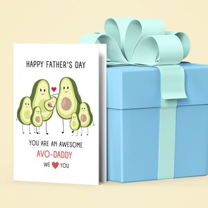 Avocado-Vatertagskarte, für Avo-Daddy, Geschenk für Papa, 7-köpfige Familie, 5x7