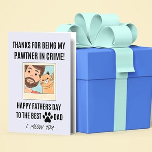Biglietto regalo per papà gatto, regalo per la festa del papà, per lui, 5x7
